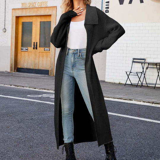R&B | Einfarbige Lange Strickjacke
