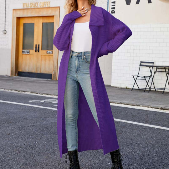 R&B | Einfarbige Lange Strickjacke