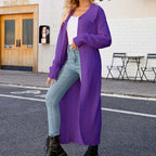 R&B | Einfarbige Lange Strickjacke