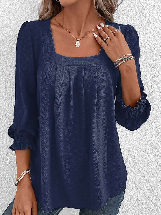 R&B | Baumwollbluse Mit Eckigem Ausschnitt