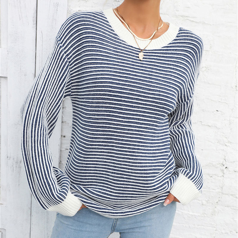 R&B | Gestreifter Strickpullover Mit Lässigem Schnitt