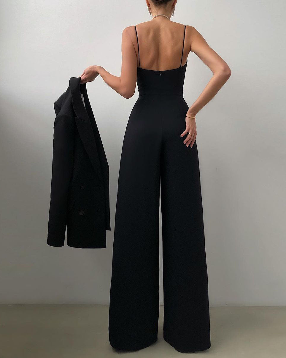 R&B | Damen Eleganter Fließender Jumpsuit mit Spaghettibändern für Festliche Anlässe