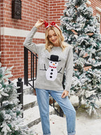 R&B | Weihnachten Schneemann Rundhals Strickpullover