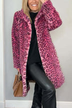 R&B | Damen S Winter Kunstpelz-Mantel Mit Leopardenmuster Revers | Ideal Für Den Winter
