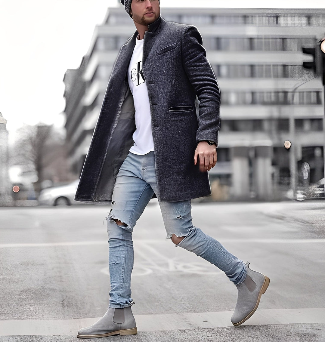 R&B | Lässiger langer Wollmantel für Herren