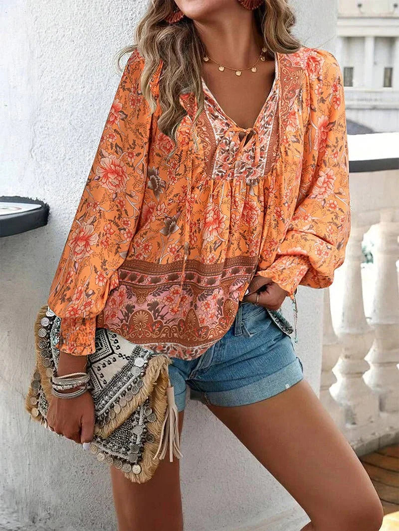 R&B | Blumenbluse Mit Langen Ärmeln Für Damen