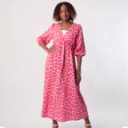 Damen Sommerkleid V-Ausschnitt Print