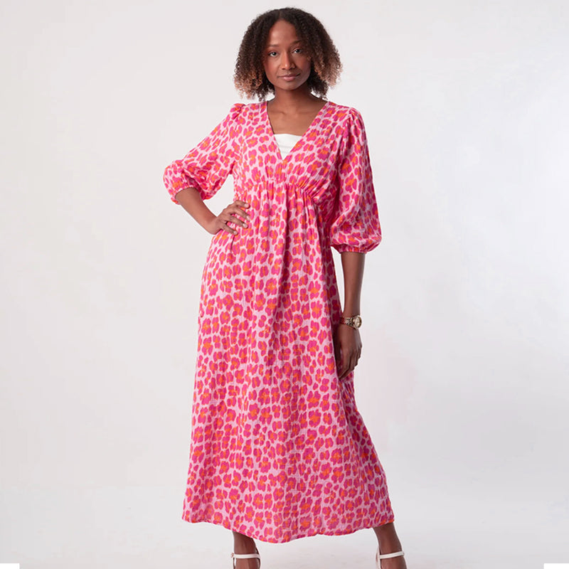 Damen Sommerkleid V-Ausschnitt Print