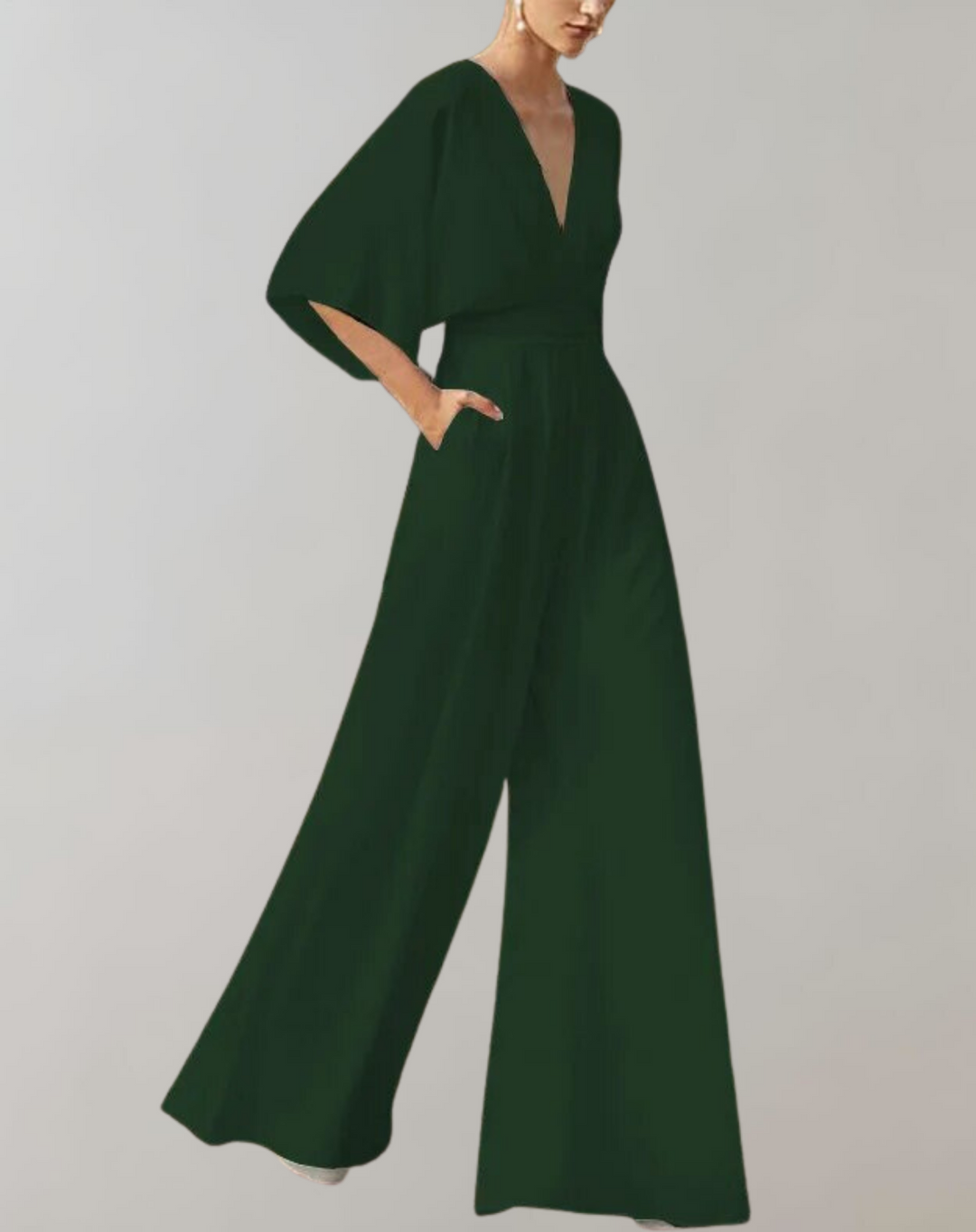 R&B Damen Jumpsuit mit V-Ausschnitt und weitem Bein