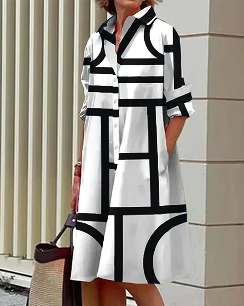 R&B | Kleid mit Taschen und Geometrischem Aufdruck