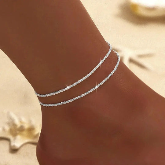 R&B | Chic Silber/Gold Doppel Fußkettchen