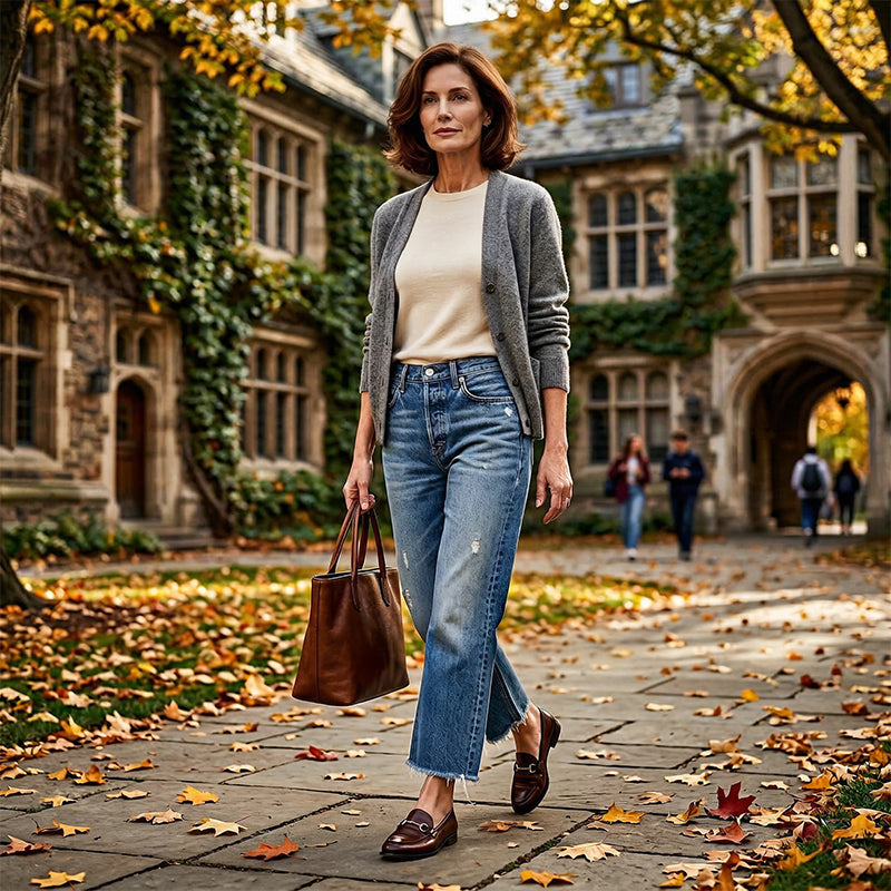 Damen Retro Jeans mit geradem Bein und kurzem Schnitt für Damen