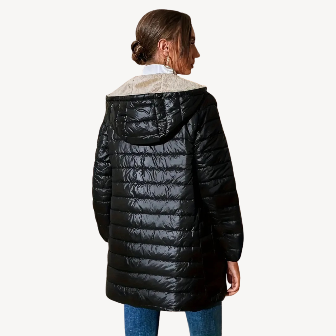 R&B | Damen Kunstpelz Futter Gesteppte Kapuzenjacke