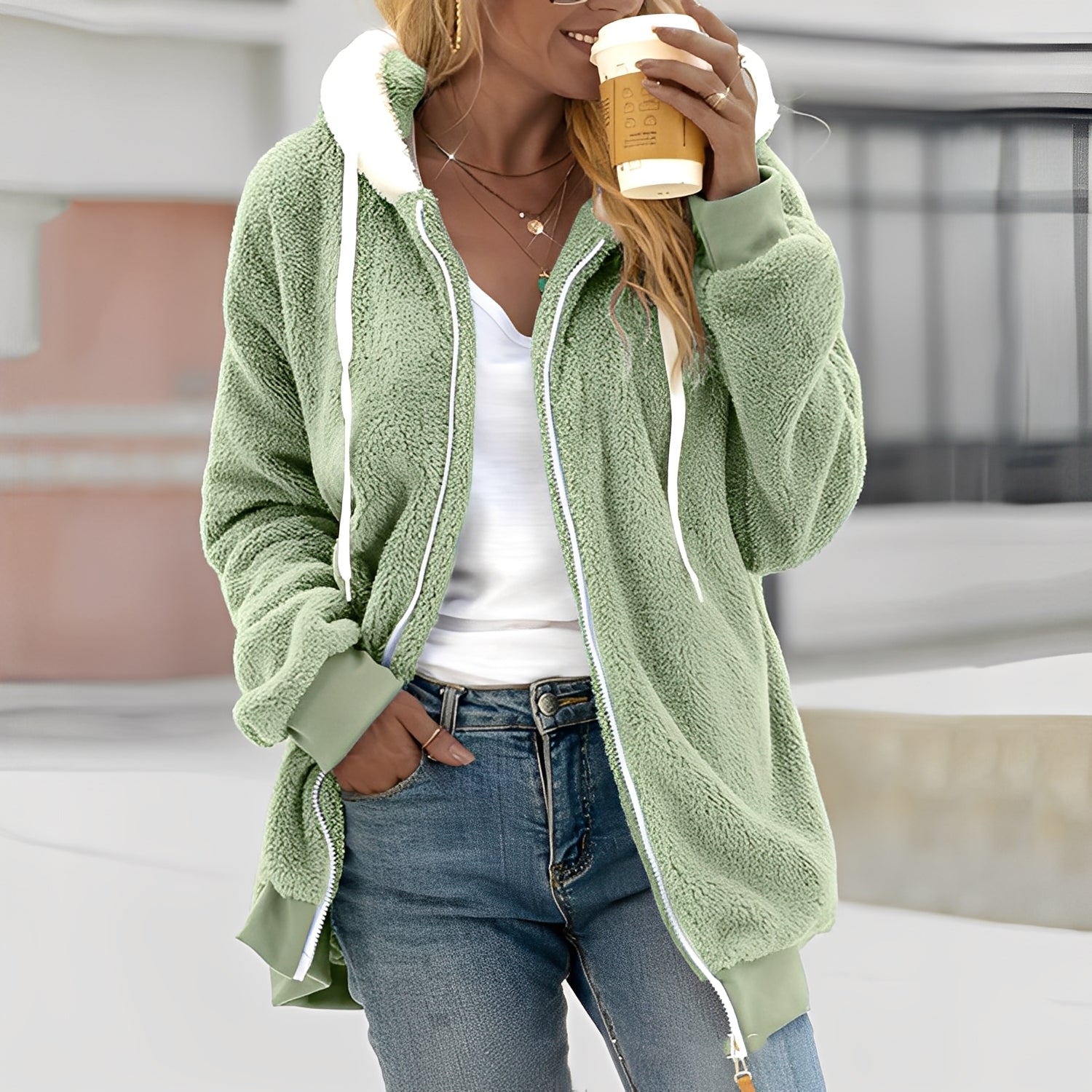 R&B | Damen Kapuzen-Fleecejacke für Wohlgefühl