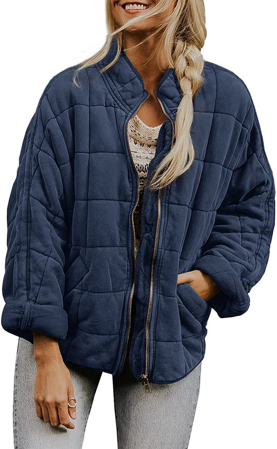R&B | Warm Plaid-Jacke mit Taschen für Frauen