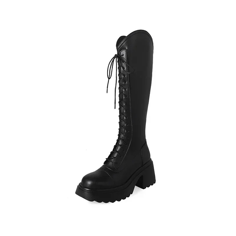 R&B | Hohe Stiefel Damenstiefel mit Schnürung und Robuster Ferse