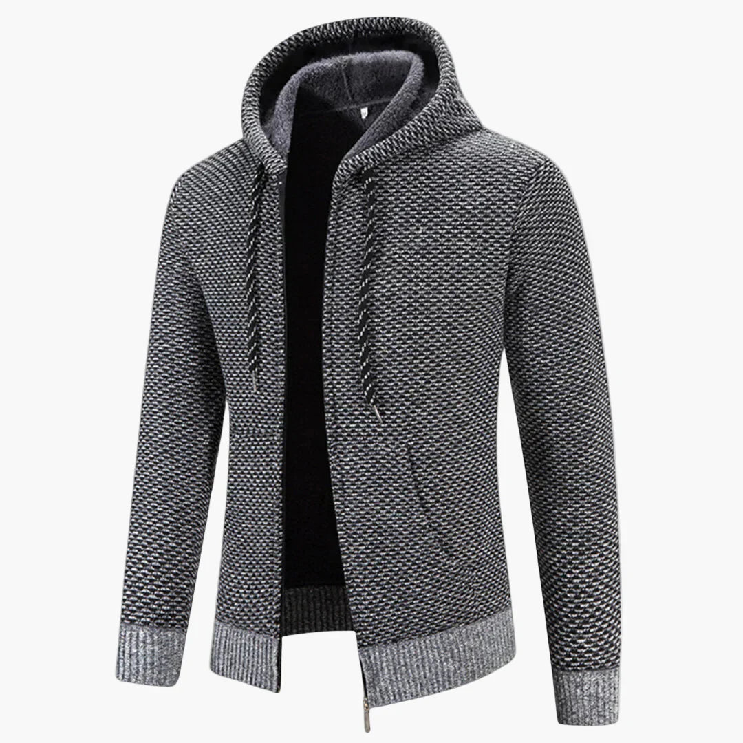R&B | Strick-Kapuzenjacke für Herbst und Winter - Komfortabler Freizeit-Hoodie mit Reißverschluss