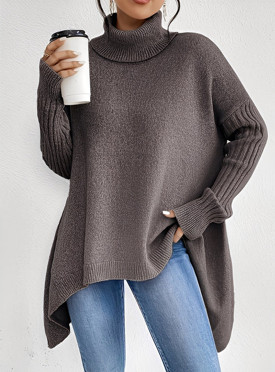 R&B | Eleganter Langer Damenpullover mit Rollkragen