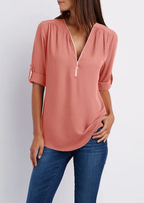 R&B | Chiffonbluse mit Reißverschluss