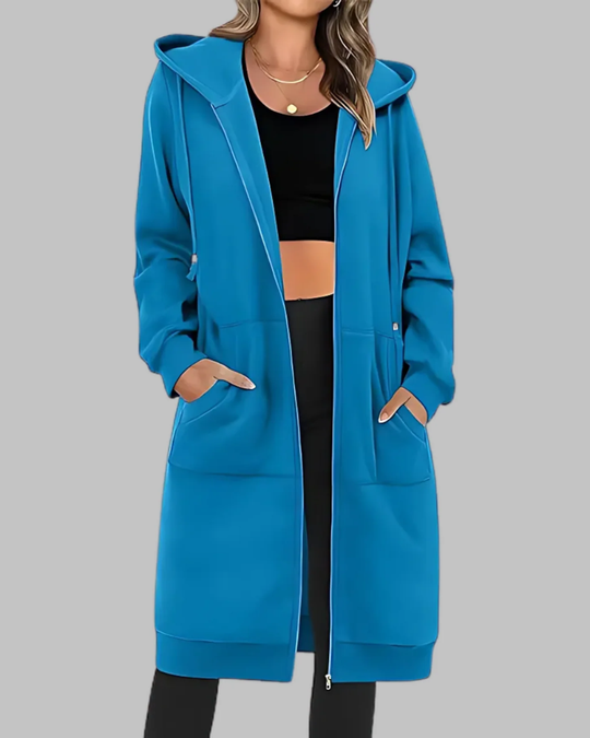 R&B | Lässige Zip-Up Übergroße Lange Jacke