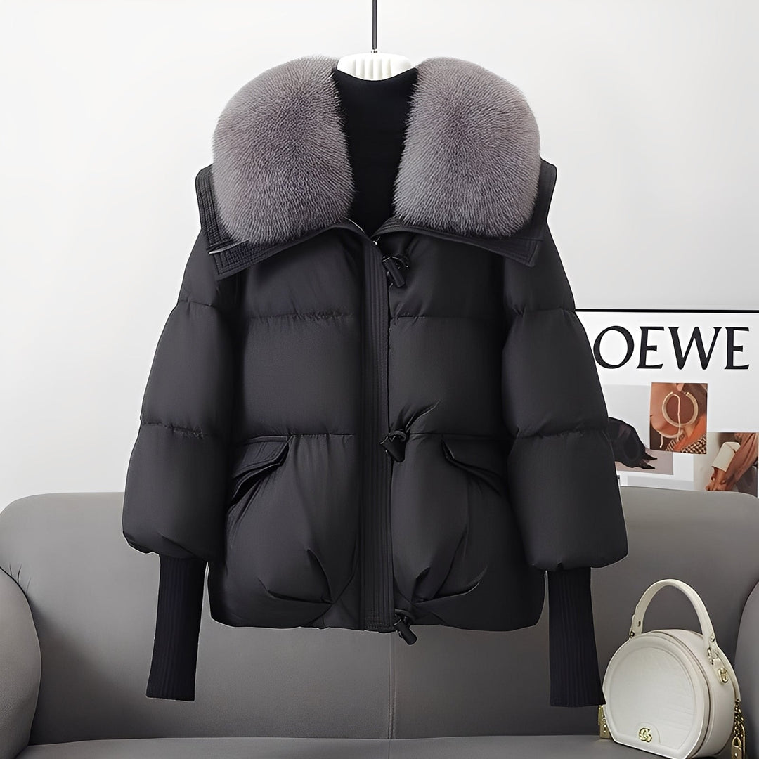 R&B | moderne Windjacke mit Daunen und Pelzkragen für Damen