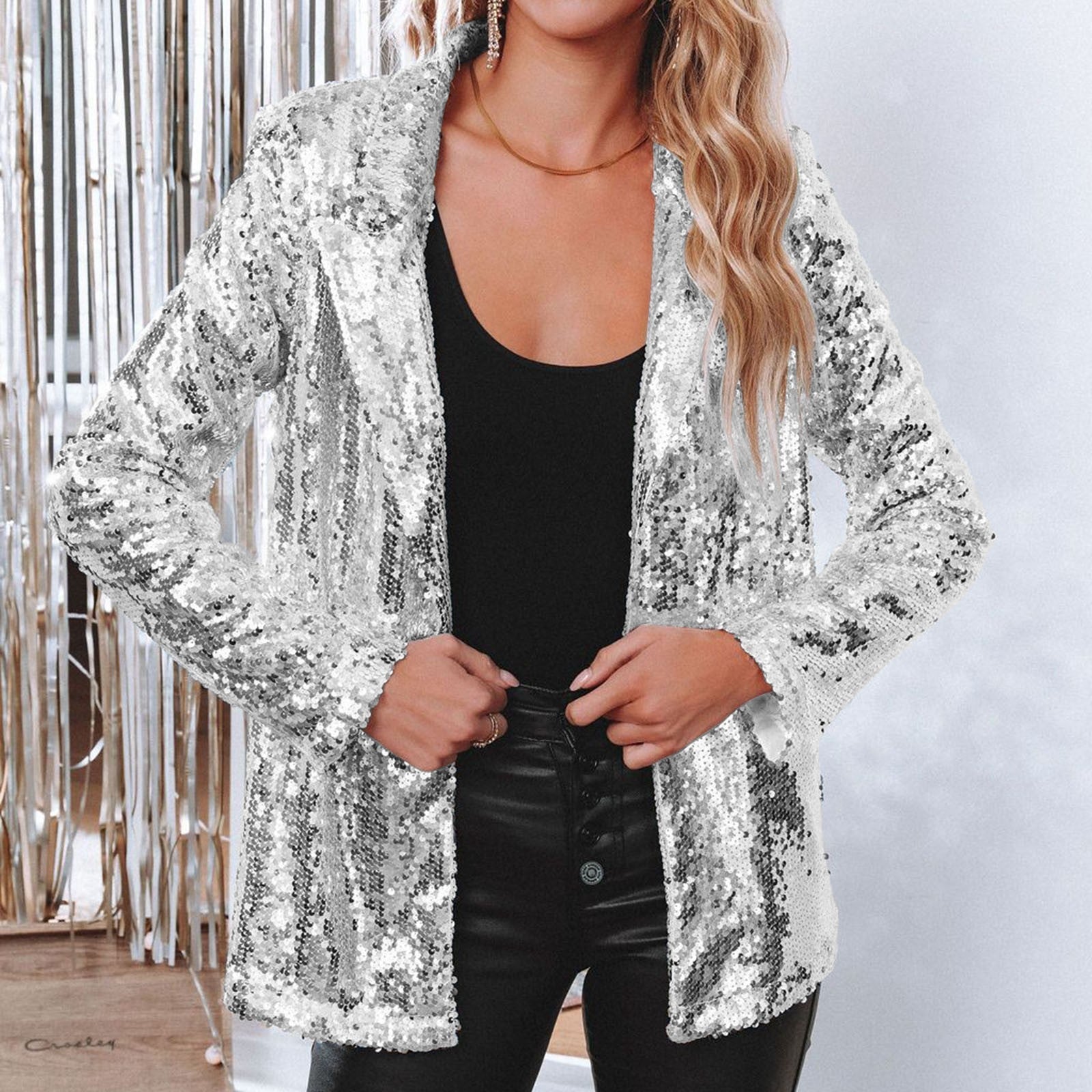 R&B | Glänzender Pailletten-Blazer für Frauen