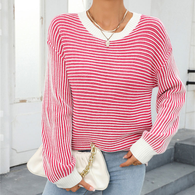 R&B | Gestreifter Strickpullover Mit Lässigem Schnitt