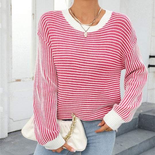 R&B | Gestreifter Strickpullover Mit Lässigem Schnitt