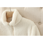 R&B | Weiche Sherpa Zip Up Hohe Kragenjacke, Fleeceweste