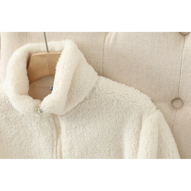 R&B | Weiche Sherpa Zip Up Hohe Kragenjacke, Fleeceweste