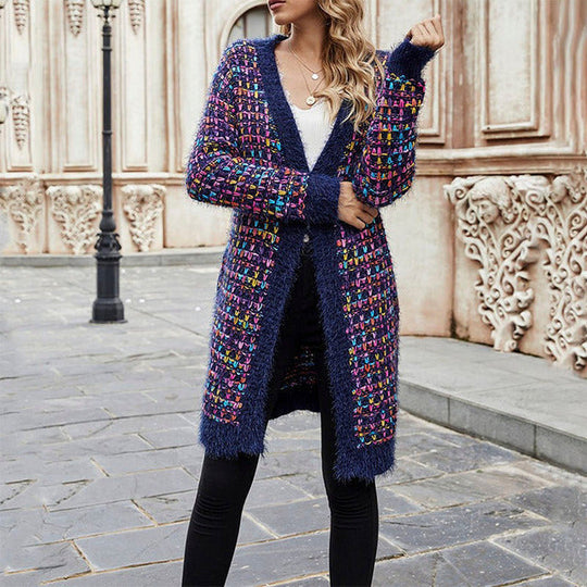 R&B | Farbiger Langer Cardigan Polyester Warm, Bequem