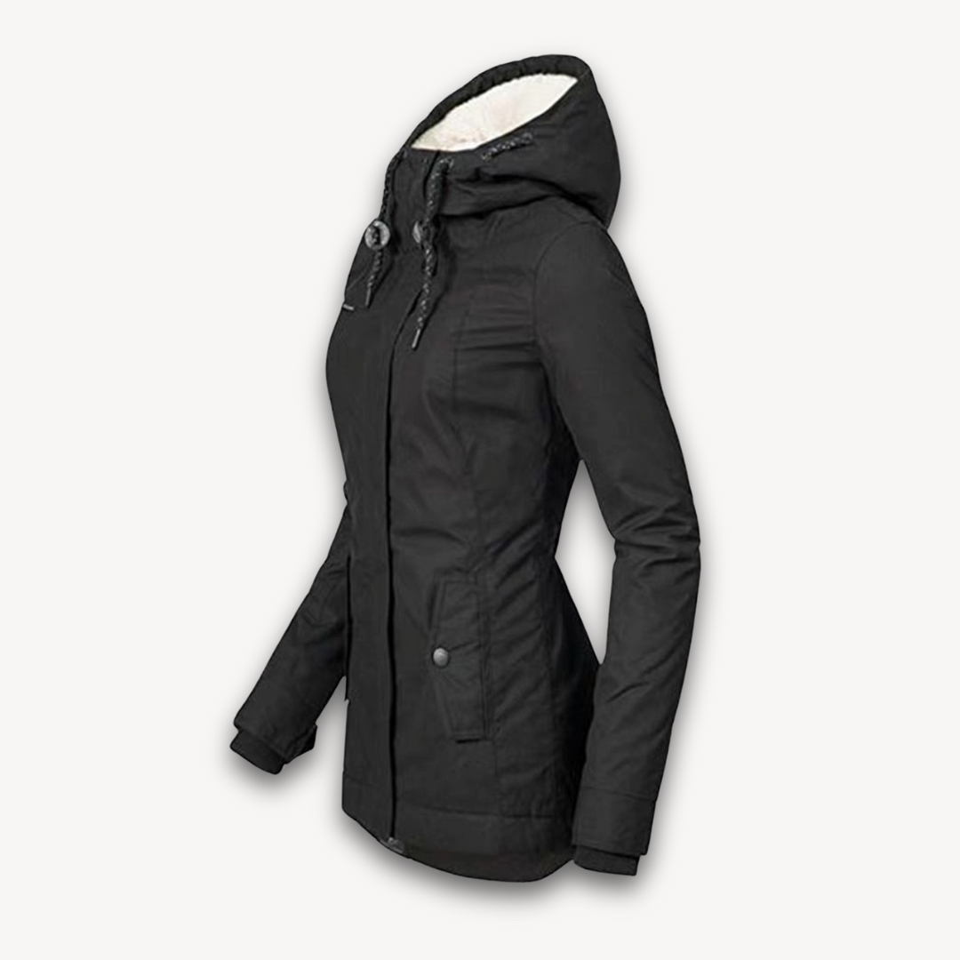 R&B | Damen Wasserdichte Winterjacke mit Kunstfellfutter