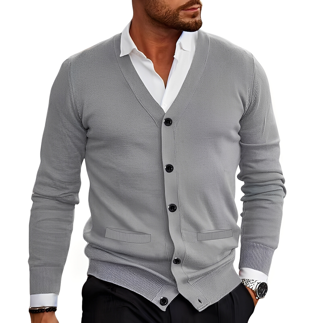 R&B | Eleganter Cardigan mit Knopfblende für Herren