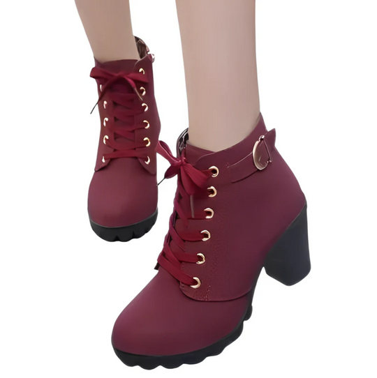 R&B | Damen Schnür-Stiefeletten mit Absatz und dicker Sohle