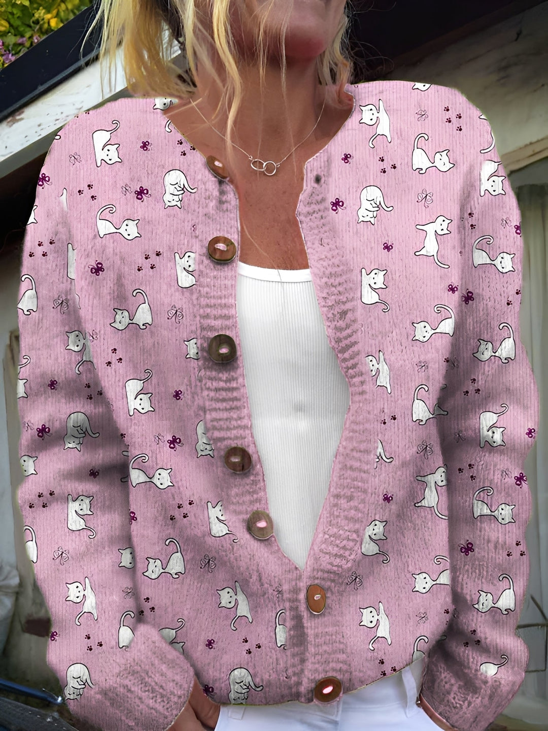 R&B | Stilvolle Strickjacke mit Blumenmuster für Frauen