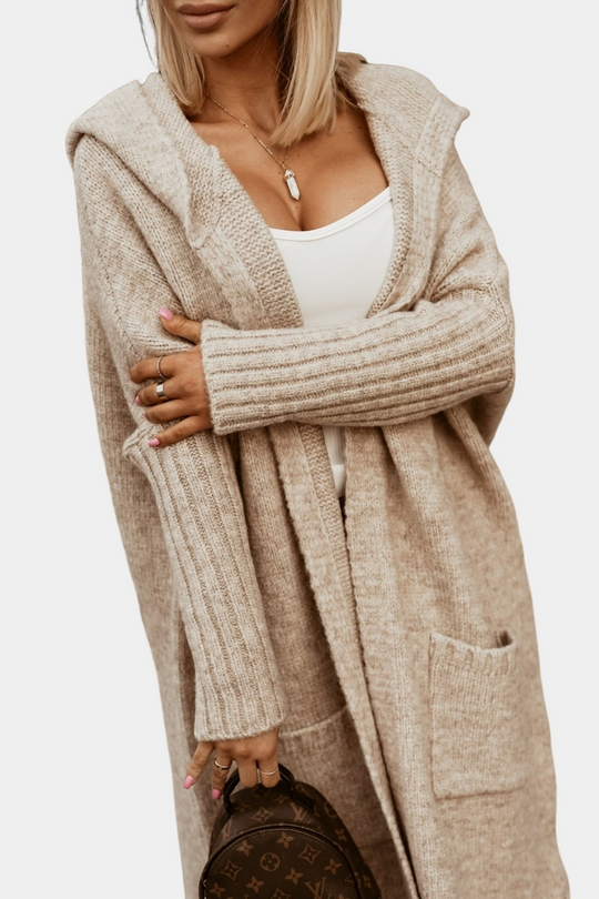 R&B | Lange, locker geöffnete Damenstrickjacke