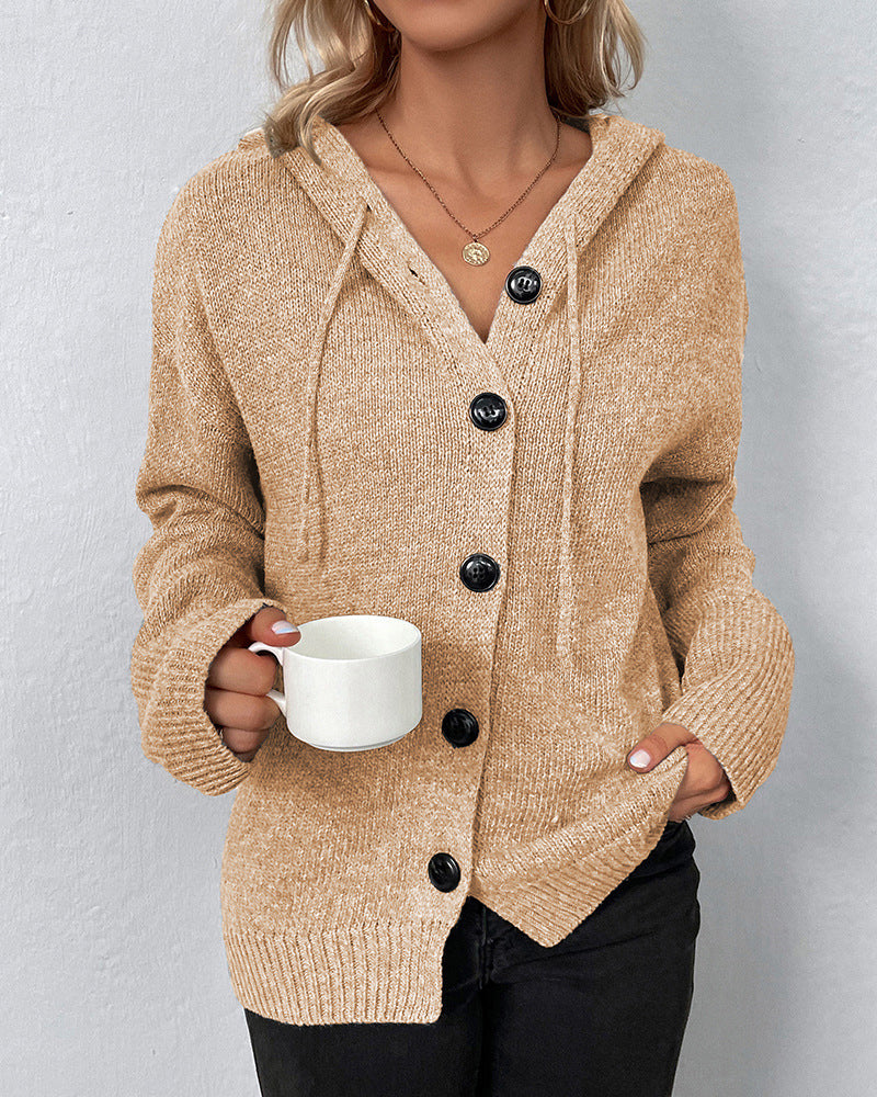 R&B | Schlichter Cardigan mit Kapuze und Schnüren