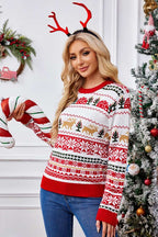 R&B | Weihnachtlicher Rundhals bestickter Strickpullover