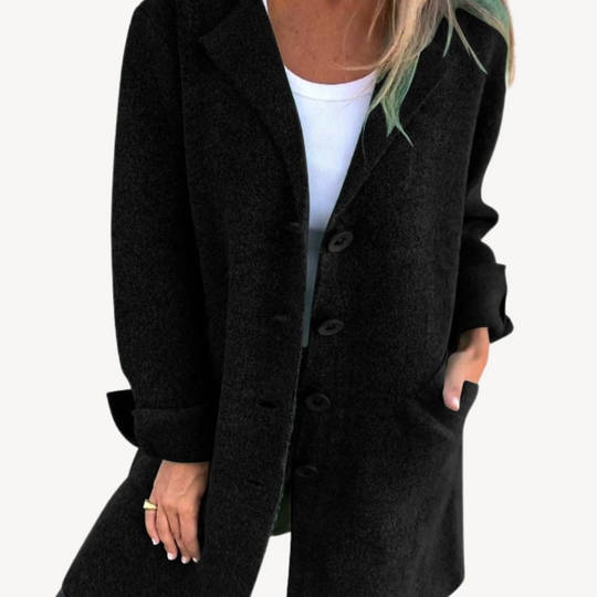 R&B | Frauen Wollmischung Langjacke mit Knopfverschluss