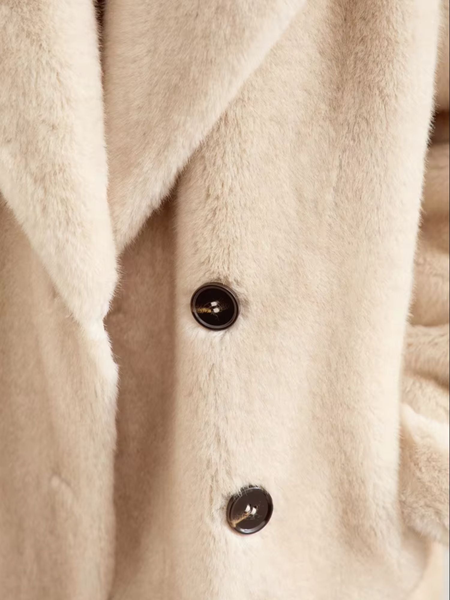 R&B | Doppelt Geöffneter Beiger Wollmantel für Den Winter