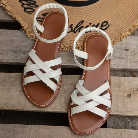 R&B | Elegante Leder Damen Sandalen Flacher Schuh