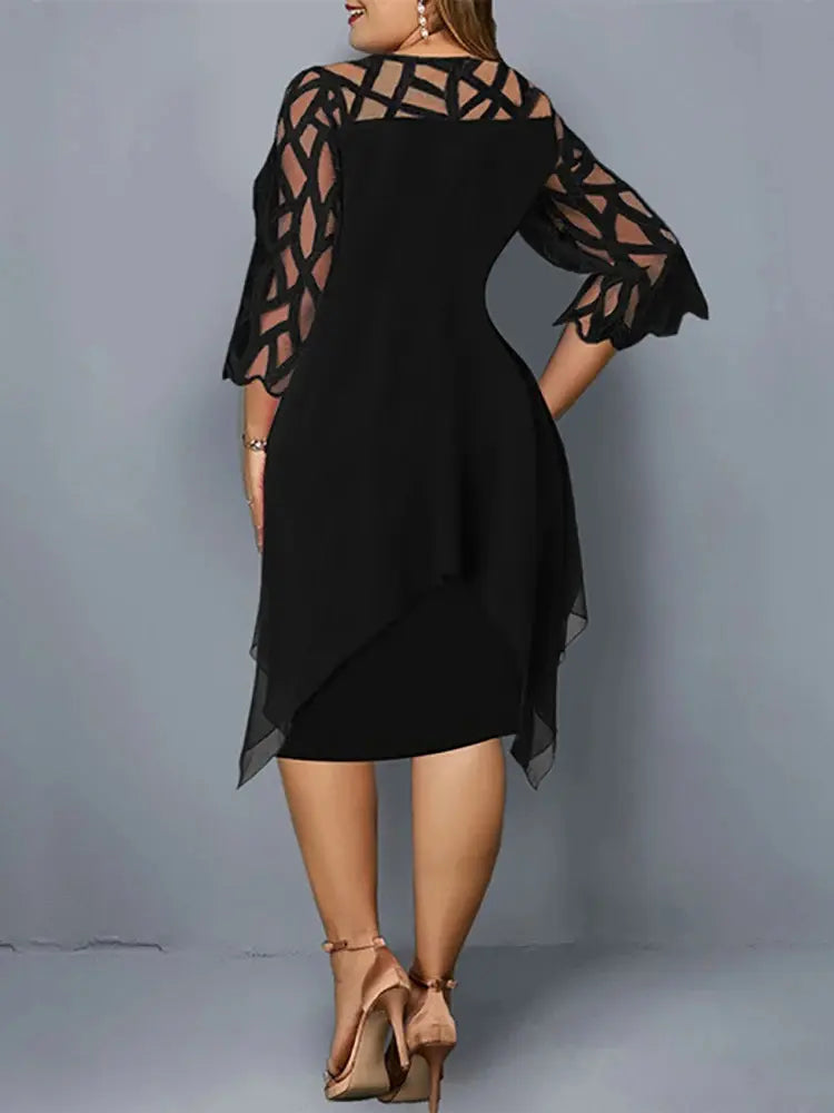 R&B | Elegantes Plus Size Spitzen-Midi-Kleid