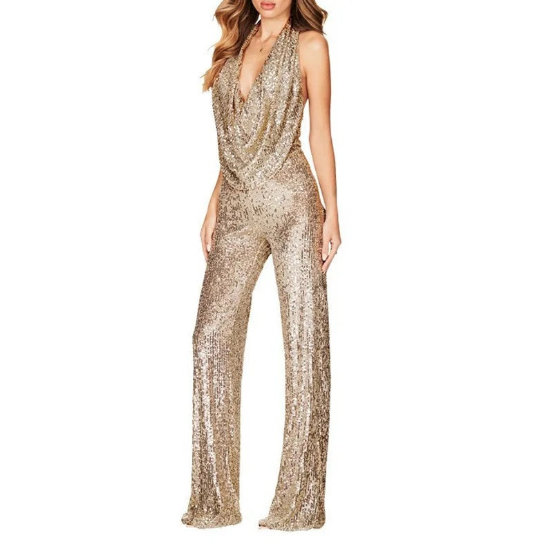 Damen eleganter Glitzer-Jumpsuit R&B