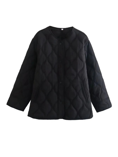 R&B | Elegante Langarm-Steppjacke mit Ein-Knopf-Verschluss Ideal für Herbst/Winter