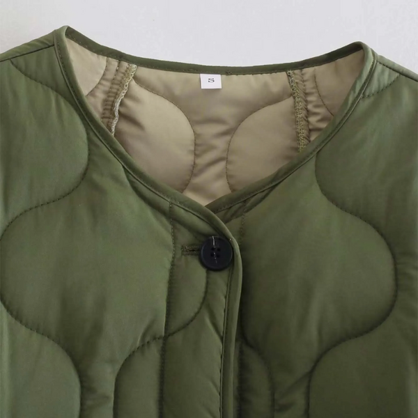 R&B | Lässige Rundhals-Steppjacke mit Karomuster und großen Taschen Ideal für Herbst/Winter