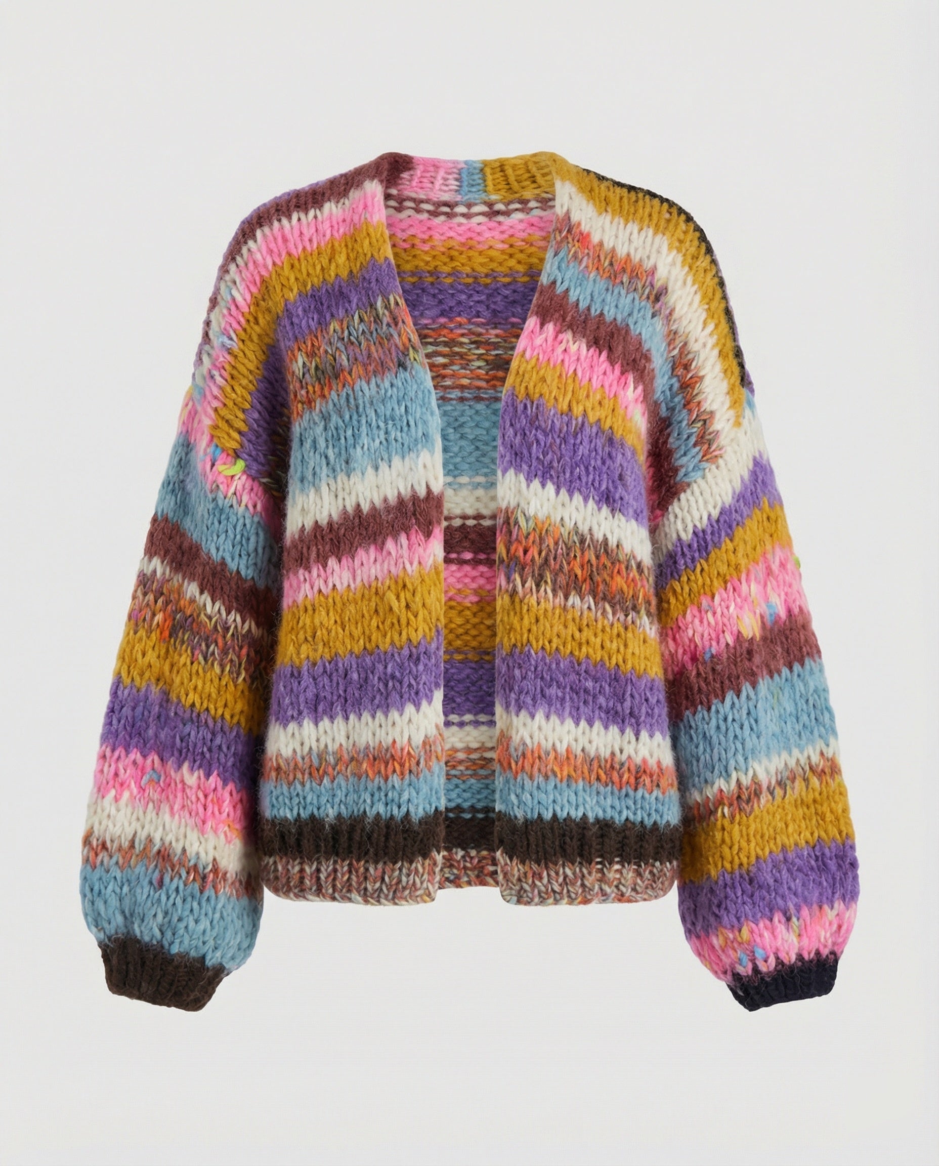 R&B | Bunte Patchwork Strickjacke Für Damen