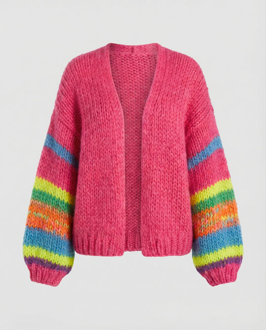 R&B | Bunte Patchwork Strickjacke Für Damen