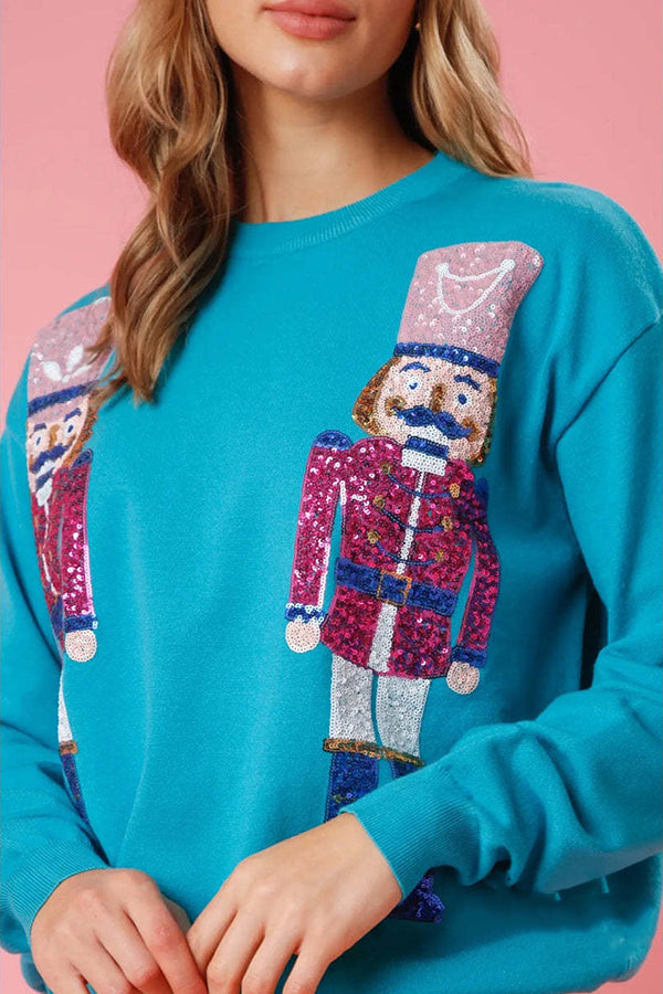 R&B | Weihnachtswächter Pailletten Rundhals Lässiger Lockere Sweatshirt