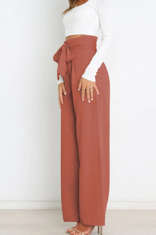 R&B | Hohe Taille Paperbag Hose mit Schleifendetail