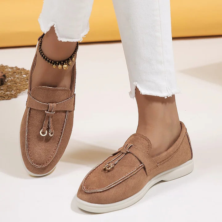Damen-Loafers aus Wildleder mit geknoteter Quaste R&B R&B